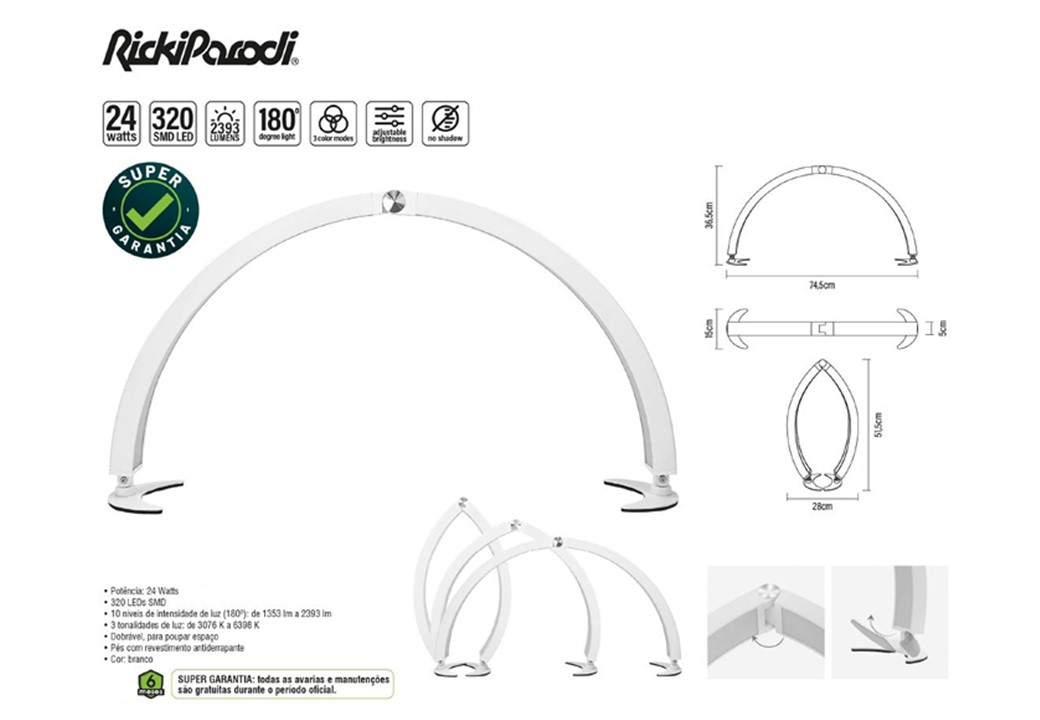 Candeeiro Mesa Led RickiParodi Hi-Lite Branco 24W