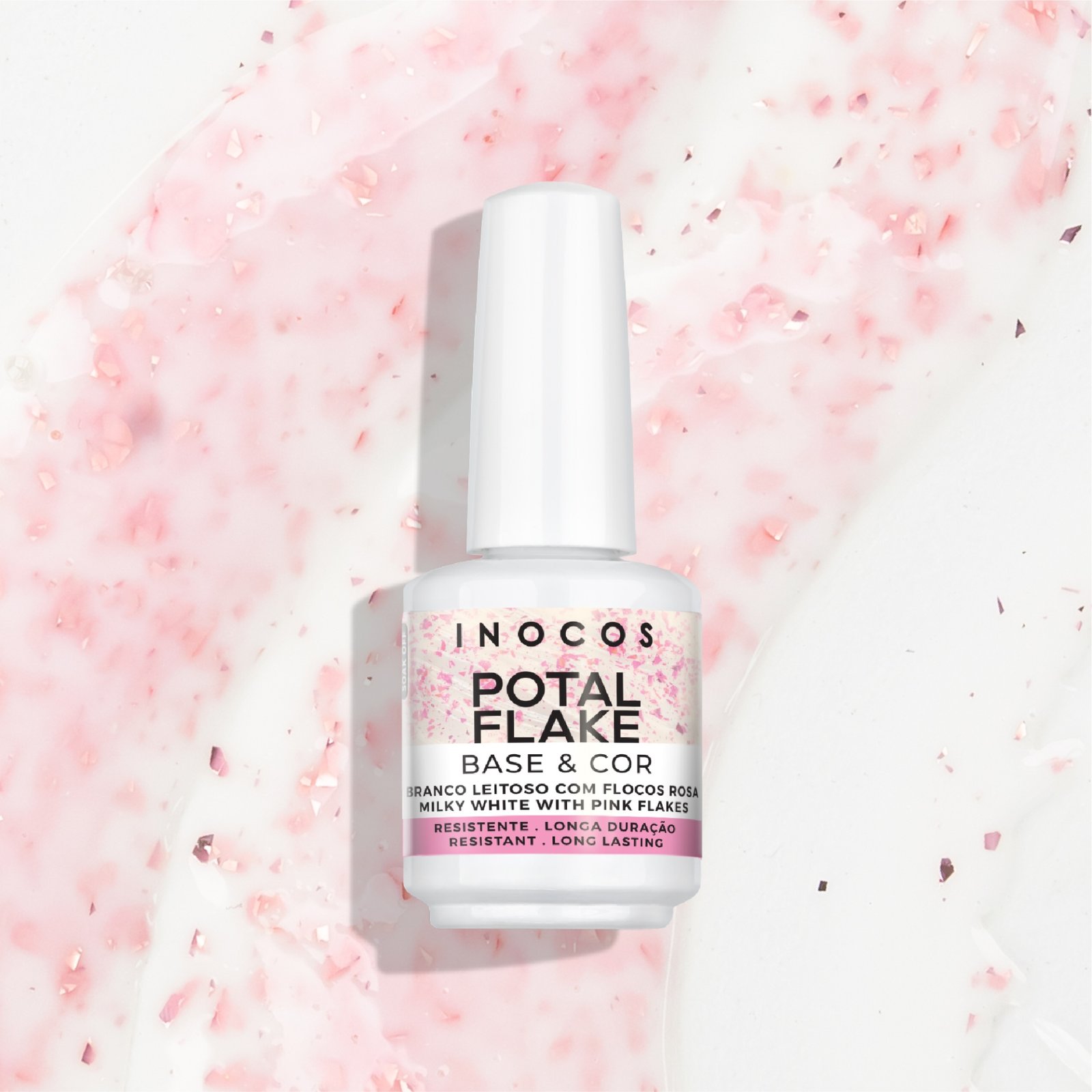 Potal Flake INOCOS Branco Leitoso com Flocos Rosa