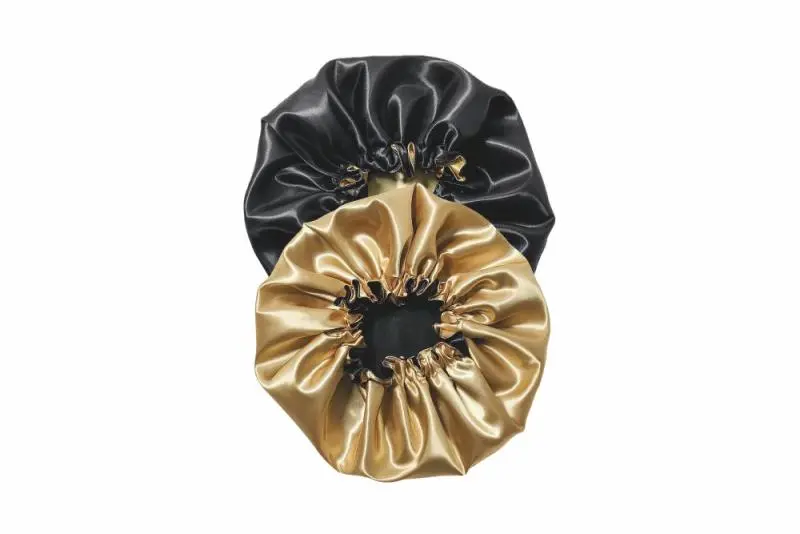 Touca Cetim Anti-Frizz RickiParodi Preta / dourado (dupla face)