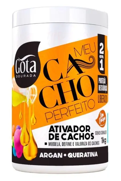 Gota Dourada Ativador de Cachos Meu Cacho Perfeito 2 em 1 Argan e Queratina 1kg