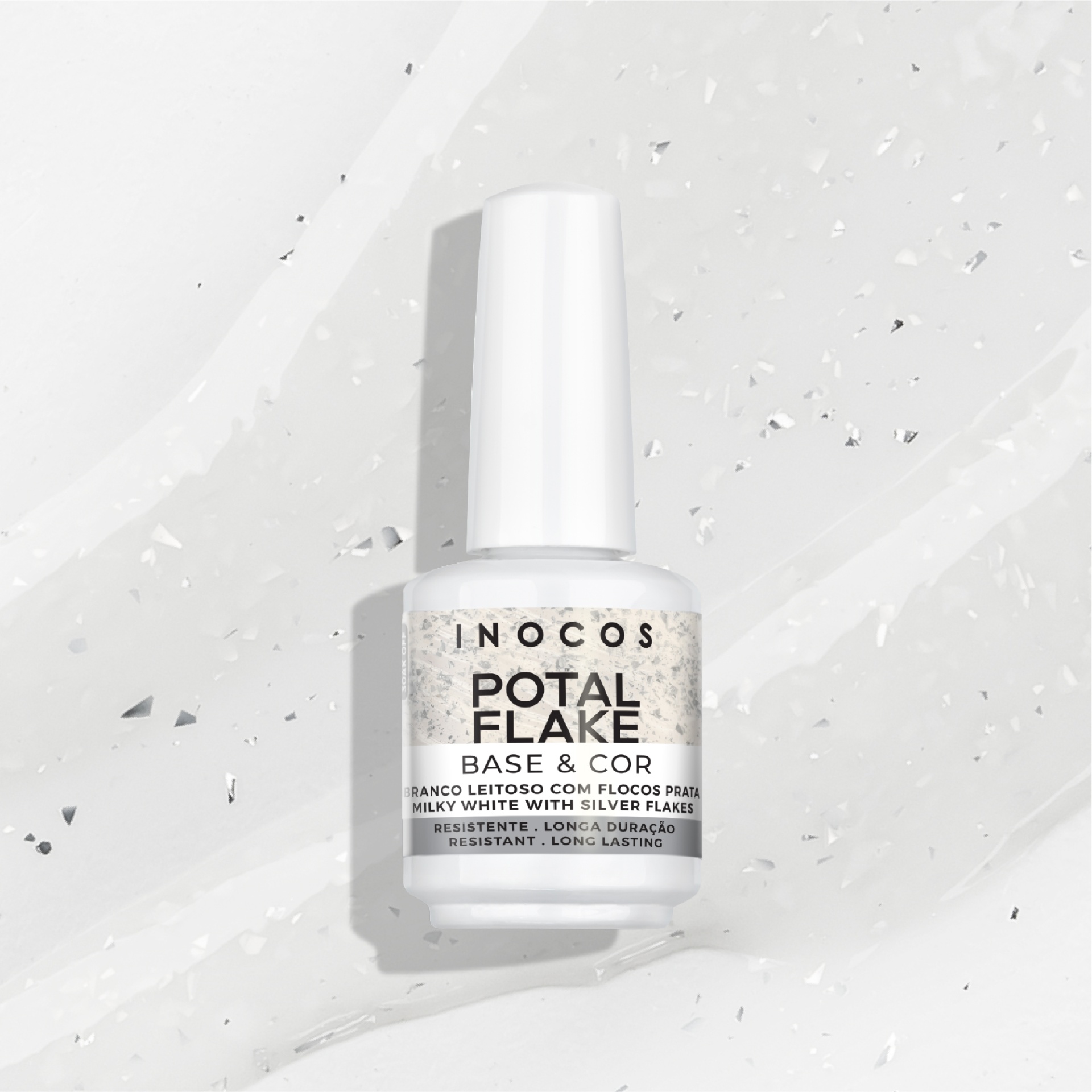 Potal Flake INOCOS Branco Leitoso com Flocos Prata