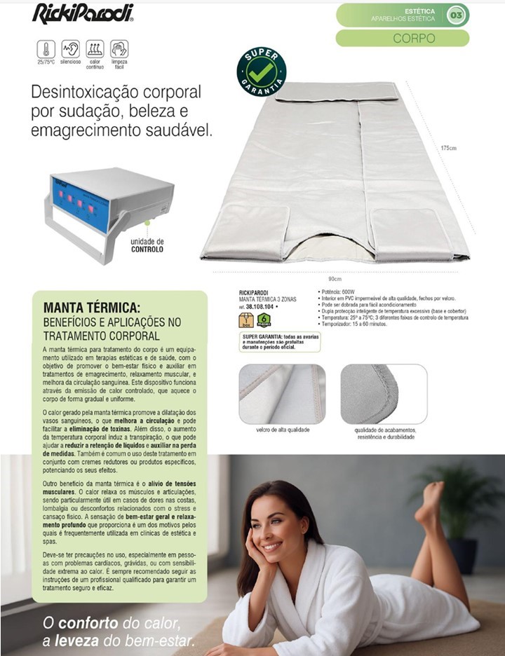 Manta Térmica Sudação RickiParodi com 3 Zonas
