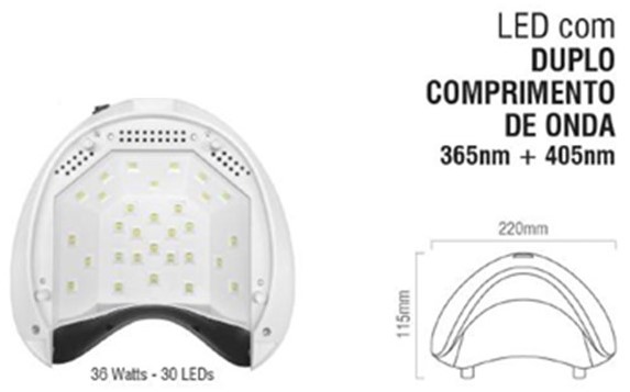 Catalisador Led Uv RickiParodi Uviolet 365+405 Nm 36 W