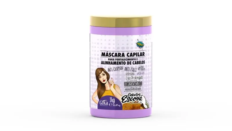 Gota Dourada Máscara Fortalecimento Cabelos com Escova 1kg